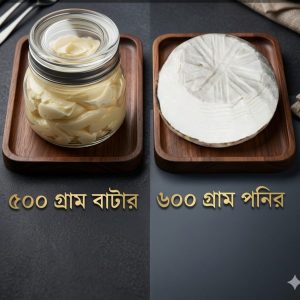 ৫০০ গ্রাম বাটার এবং ৬০০ গ্রাম পনির